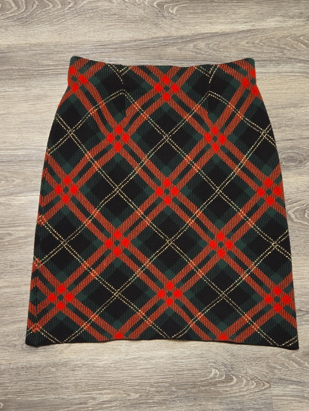 J Mclaughlin Holiday Plaid Tartan Pencil Skirt Sz XS
